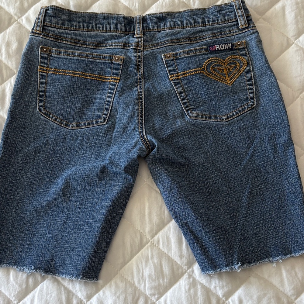 Roxy Girl Blue Denim Shorts with Gold, size 16 Stitching - Picture 4 of 7